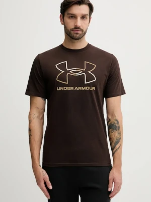 Under Armour t-shirt męski kolor brązowy wzorzysty