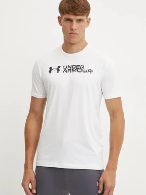 Under Armour t-shirt SLICED WORDMARK męski kolor biały z nadrukiem 1386807