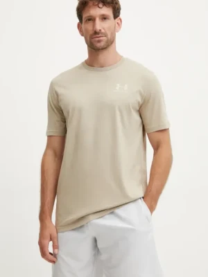 Under Armour t-shirt SPORTSTYLE LEFT CHEST męski kolor beżowy gładki 1326799