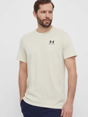 Under Armour t-shirt treningowy Logo Embroidered kolor beżowy gładki 1373997