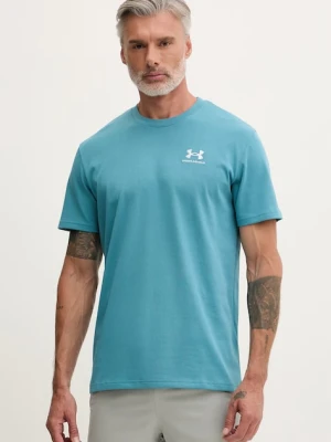 Under Armour T-shirt treningowy męski UA LOGO EMB HEAVYWEIGHT turkusowy