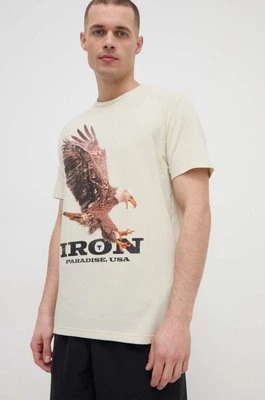 Under Armour t-shirt treningowy Project Rock kolor beżowy z nadrukiem 1383224