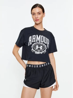 Under Armour T-Shirt Ua Collegiate Crest Crop Ss 1379402 Czarny Loose Fit