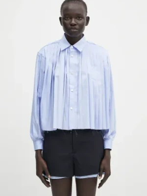 Undercover koszula bawełniana Shirt damska kolor niebieski relaxed z kołnierzykiem klasycznym UP1E1404