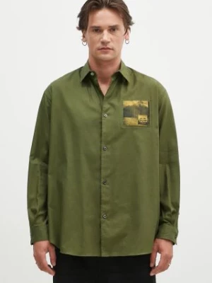 Undercover koszula bawełniana Shirt męska kolor zielony relaxed z kołnierzykiem klasycznym UC2D4401.3