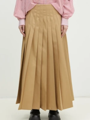 Undercover spódnica bawełniana Skirt kolor beżowy maxi rozkloszowana UP1E1603