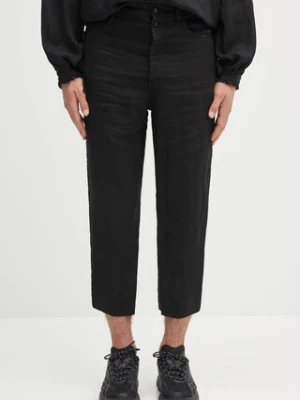 Undercover spodnie lniane Pants męskie kolor czarny proste UC1E4501-3