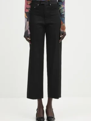 Undercover spodnie z domieszką wełny Pants damskie kolor czarny proste high waist UP1E1505