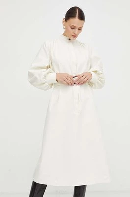 Undress Code sukienka Casablanca kolor beżowy midi rozkloszowana