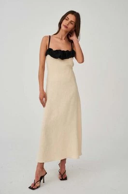Undress Code sukienka kolor beżowy midi prosta