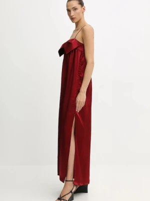 Undress Code sukienka kolor bordowy maxi rozkloszowana 1081