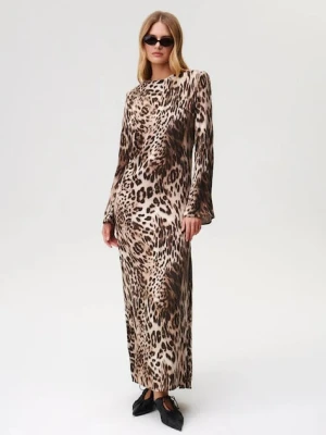 Undress Code sukienka kolor brązowy maxi rozkloszowana 982