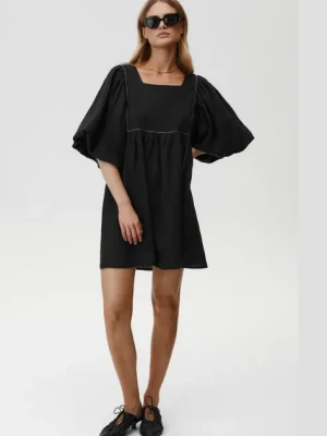 Undress Code sukienka lniana Gaia Dress kolor czarny mini rozkloszowana 891
