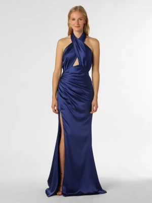 Unique Damska sukienka wieczorowa Kobiety Satyna niebieski jednolity,