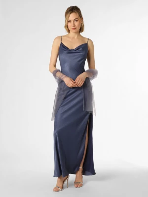 Unique Damska sukienka wieczorowa z etolą Kobiety Satyna niebieski jednolity,