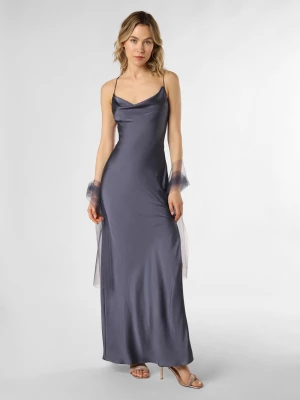 Unique Damska sukienka wieczorowa z etolą Kobiety Satyna niebieski|szary jednolity,