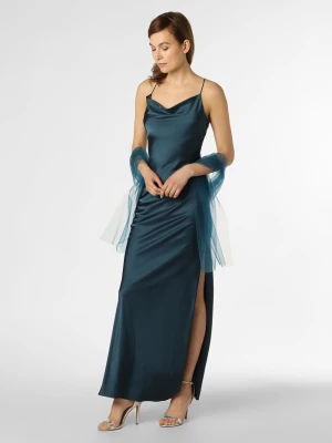 Unique Damska sukienka wieczorowa z etolą Kobiety Satyna niebieski|zielony jednolity,