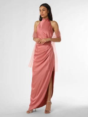 Unique Damska sukienka wieczorowa z etolą Kobiety Satyna różowy jednolity,