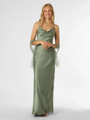 Unique Damska sukienka wieczorowa z etolą Kobiety Satyna zielony jednolity,