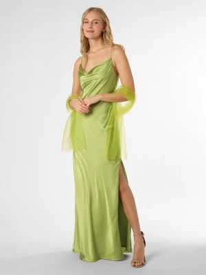 Unique Damska sukienka wieczorowa z etolą Kobiety Satyna zielony jednolity,