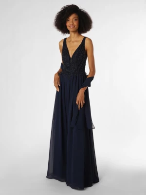 Unique Damska sukienka wieczorowa z etolą Kobiety Sztuczne włókno niebieski jednolity,
