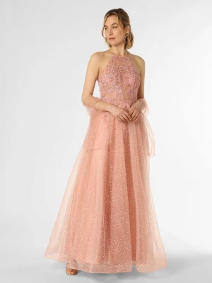 Unique Damska sukienka wieczorowa z etolą Kobiety Sztuczne włókno różowy wzorzysty,