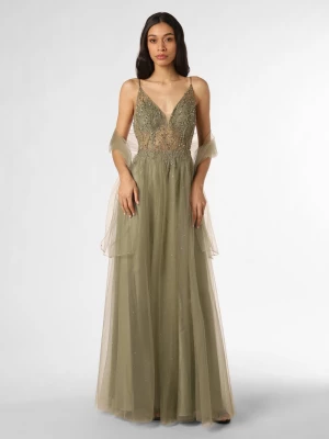 Unique Damska sukienka wieczorowa z etolą Kobiety Sztuczne włókno zielony jednolity,