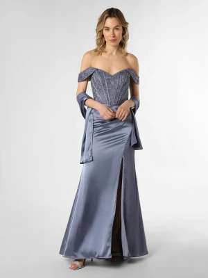 Unique Damska sukienka wieczorowa ze stułą Kobiety Satyna niebieski jednolity,