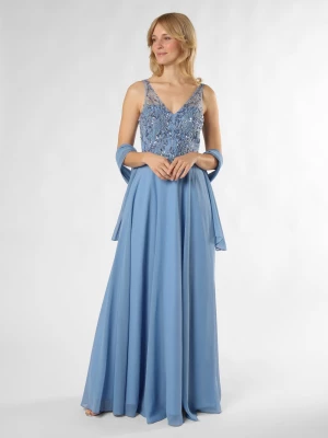 Unique Damska sukienka wieczorowa ze stułą Kobiety Sztuczne włókno niebieski jednolity,