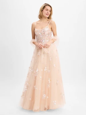 Unique Damska sukienka wieczorowa ze stułą Kobiety Sztuczne włókno różowy jednolity,