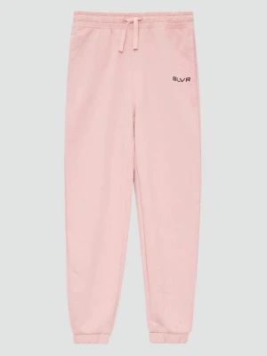 Unisex spodnie dresowe do biegania z nadrukiem s.Oliver różowy