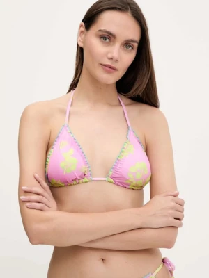 United Colors of Benetton biustonosz kąpielowy kolor różowy lekko usztywniona miseczka 3MVL5R05K