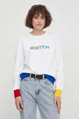 United Colors of Benetton bluza bawełniana damska kolor biały z aplikacją