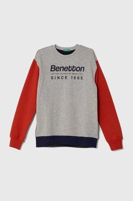 United Colors of Benetton bluza bawełniana dziecięca kolor szary wzorzysta