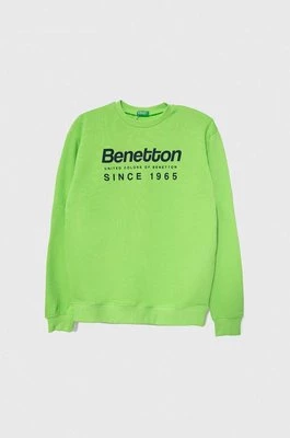 United Colors of Benetton bluza bawełniana dziecięca kolor zielony wzorzysta