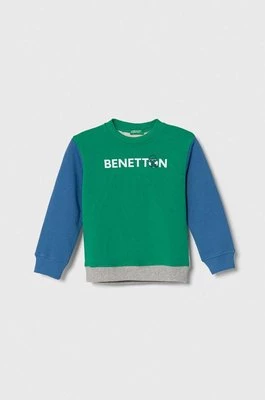 United Colors of Benetton bluza bawełniana dziecięca kolor zielony z nadrukiem