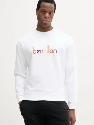 United Colors of Benetton bluza bawełniana męska kolor biały z aplikacją 3FWYU109S