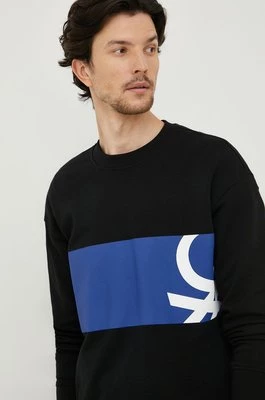 United Colors of Benetton bluza bawełniana męska kolor czarny z nadrukiem