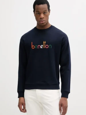United Colors of Benetton bluza bawełniana męska kolor granatowy z aplikacją 3FWYU109S