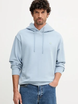 United Colors of Benetton bluza bawełniana męska kolor niebieski z kapturem gładka 342ZU201K