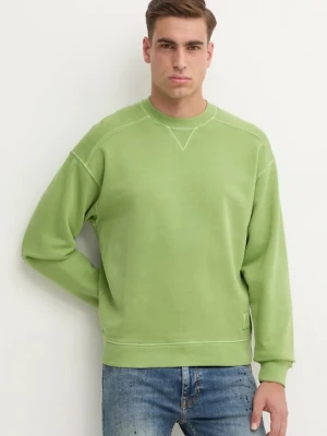 Zdjęcie produktu United Colors of Benetton bluza bawełniana męska kolor zielony gładka 3P0VU1095