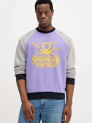 United Colors of Benetton bluza bawełniana x Stranger Things męska kolor fioletowy z aplikacją 38JZU10B9
