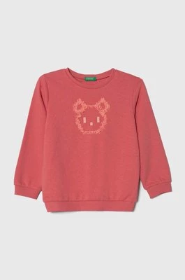 United Colors of Benetton bluza dziecięca kolor różowy z aplikacją