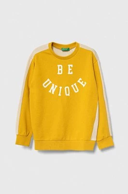 United Colors of Benetton bluza dziecięca kolor żółty z nadrukiem