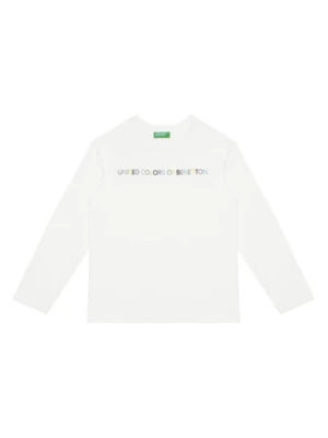 United Colors Of Benetton Bluzka 3I1XC10Q3 Biały Regular Fit