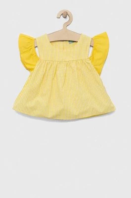 United Colors of Benetton bluzka bawełniana dziecięca kolor żółty wzorzysta