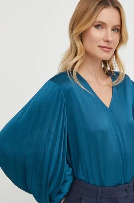 United Colors of Benetton bluzka damska kolor niebieski gładka
