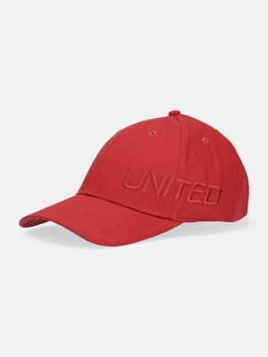 United Colors of Benetton czapka z daszkiem bawełniana kolor czerwony gładka 6NFPUA01C