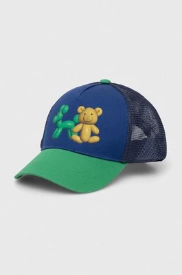 United Colors of Benetton czapka z daszkiem dziecięca kolor niebieski z nadrukiem