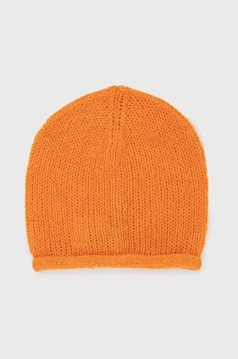 United Colors of Benetton czapka z domieszką wełny kolor pomarańczowy z cienkiej dzianiny z domieszką wełny